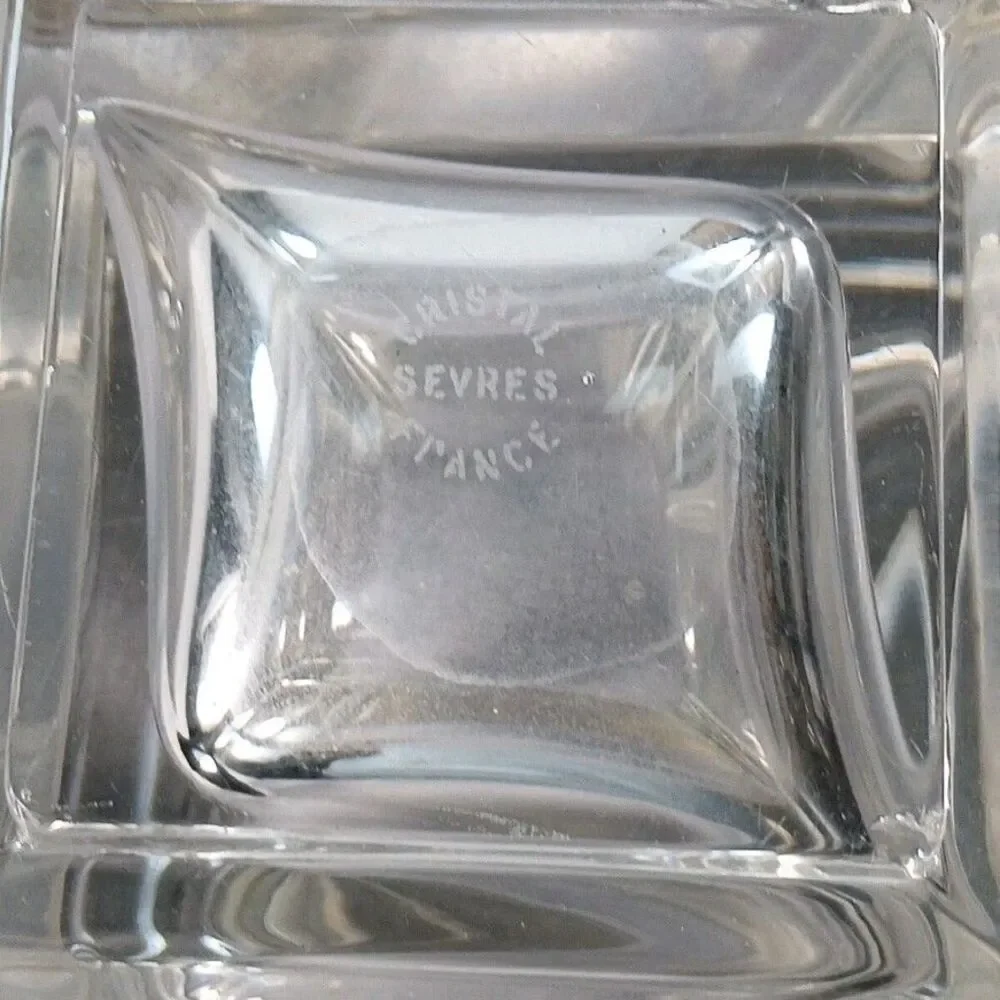 Vintage CRISTAL De SEVRES France Art Deco‎ MCM Vase Etched On Bottom